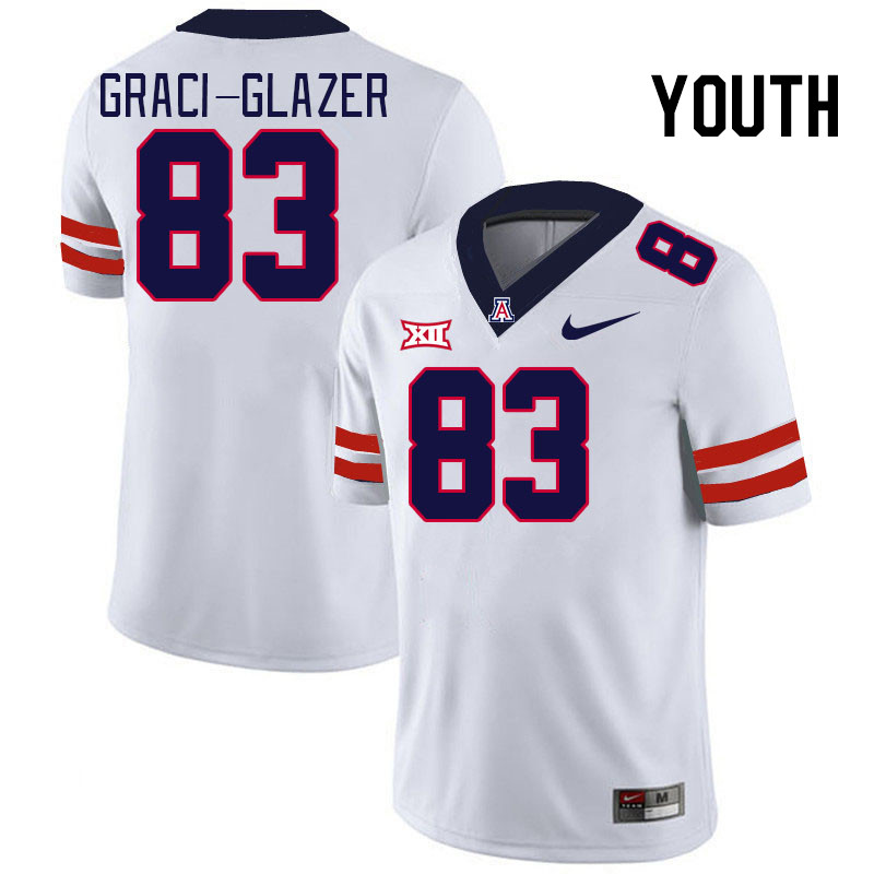 Youth #83 Sam Graci-Glazer Arizona Wildcats Big 12 Conference College Football Jerseys Stitched-Whit